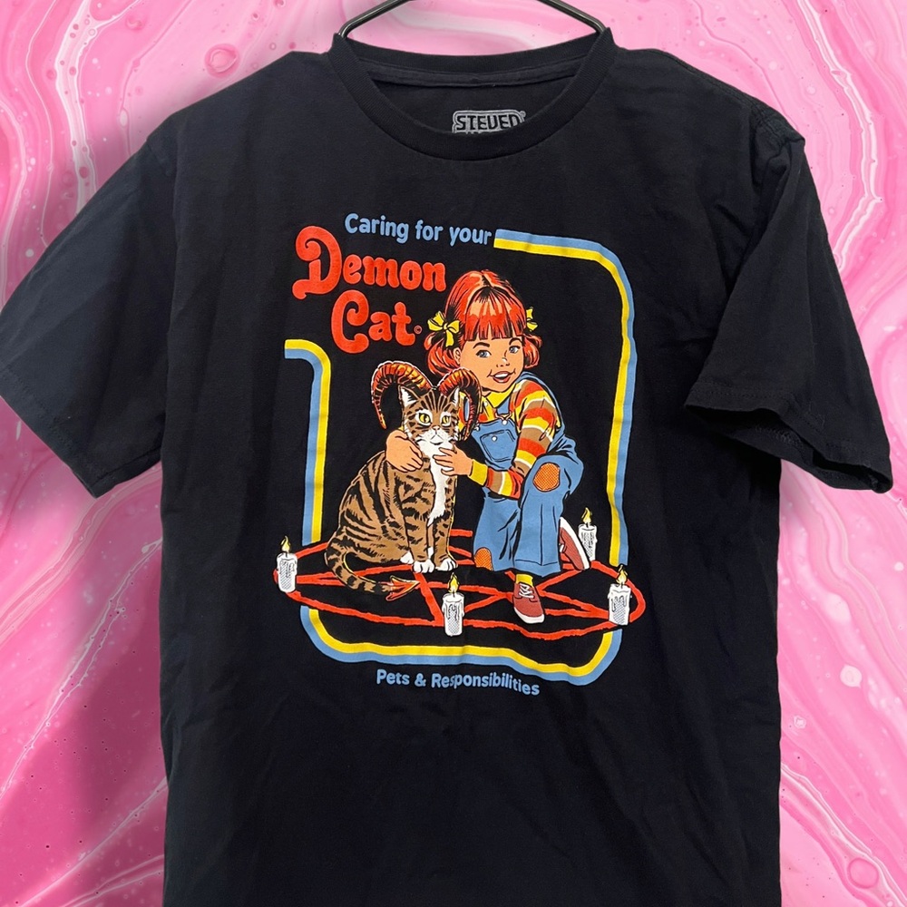 Stevie Rhodes Demon Cat Graphic Tee Black XS